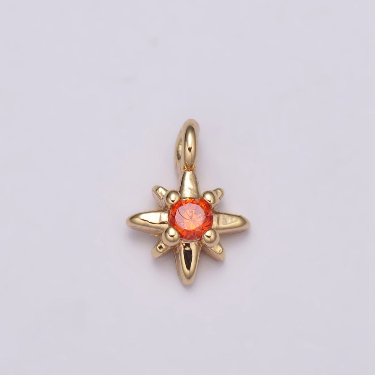 Tiny CZ 8 Point Star Cubic Zirconia Small Starburst North Star Pendant - 16K Gold Filled CZ Drop Charm Pendant, Celestial Jewelry, Pointed Star N-165 - N-169 - DLUXCA