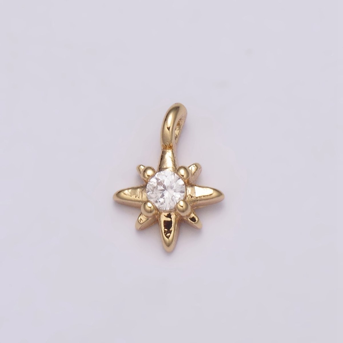 Tiny CZ 8 Point Star Cubic Zirconia Small Starburst North Star Pendant - 16K Gold Filled CZ Drop Charm Pendant, Celestial Jewelry, Pointed Star N-165 - N-169 - DLUXCA