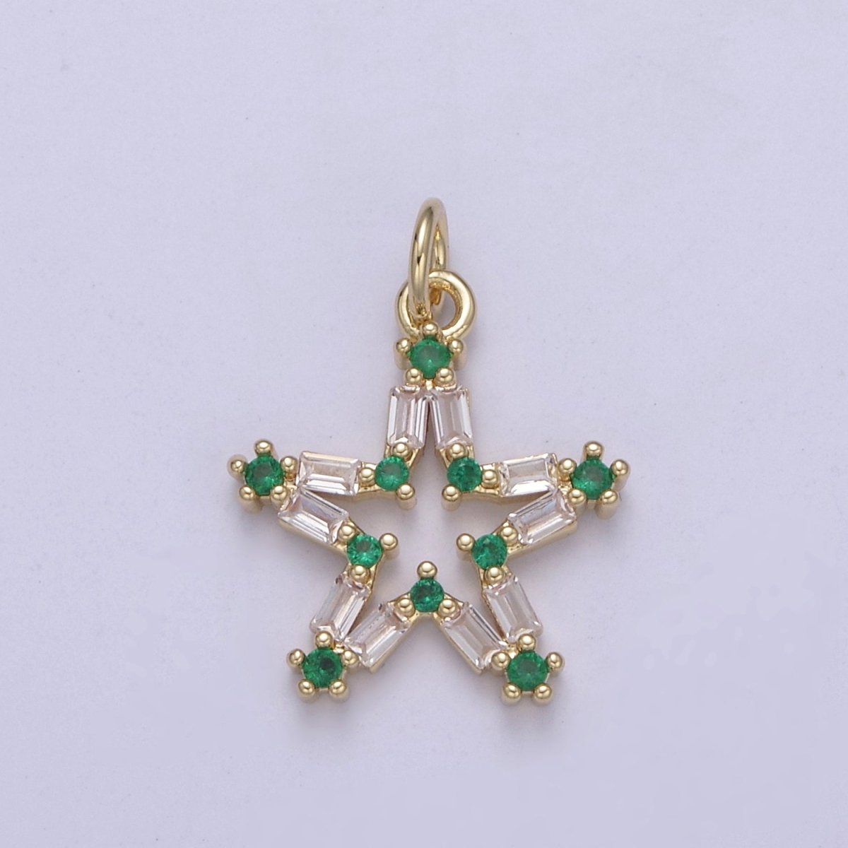 Tiny CZ Bright Stars Cubic Zirconia Small Starburst North Star Pendant - Gold Filled CZ Drop Charm Pendant, Celestial Jewelry, Pointed Stars N-421 - N-424 - DLUXCA