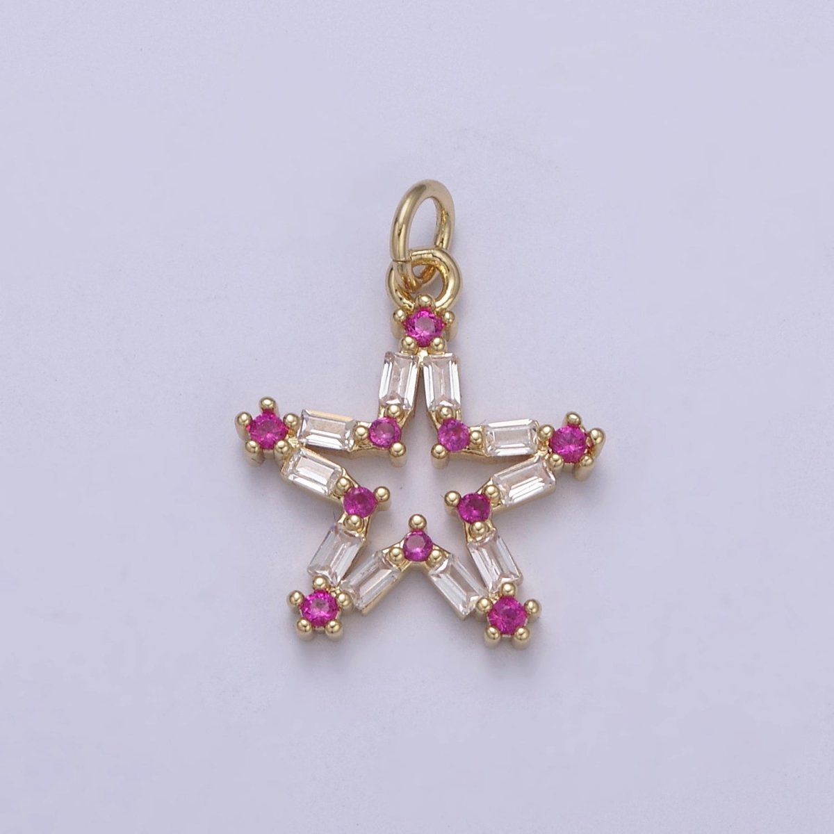 Tiny CZ Bright Stars Cubic Zirconia Small Starburst North Star Pendant - Gold Filled CZ Drop Charm Pendant, Celestial Jewelry, Pointed Stars N-421 - N-424 - DLUXCA