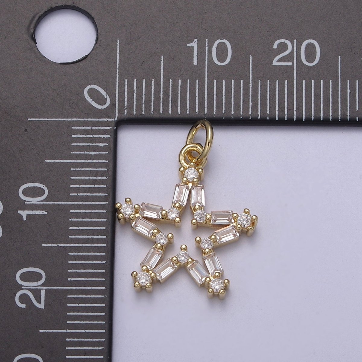 Tiny CZ Bright Stars Cubic Zirconia Small Starburst North Star Pendant - Gold Filled CZ Drop Charm Pendant, Celestial Jewelry, Pointed Stars N-421 - N-424 - DLUXCA
