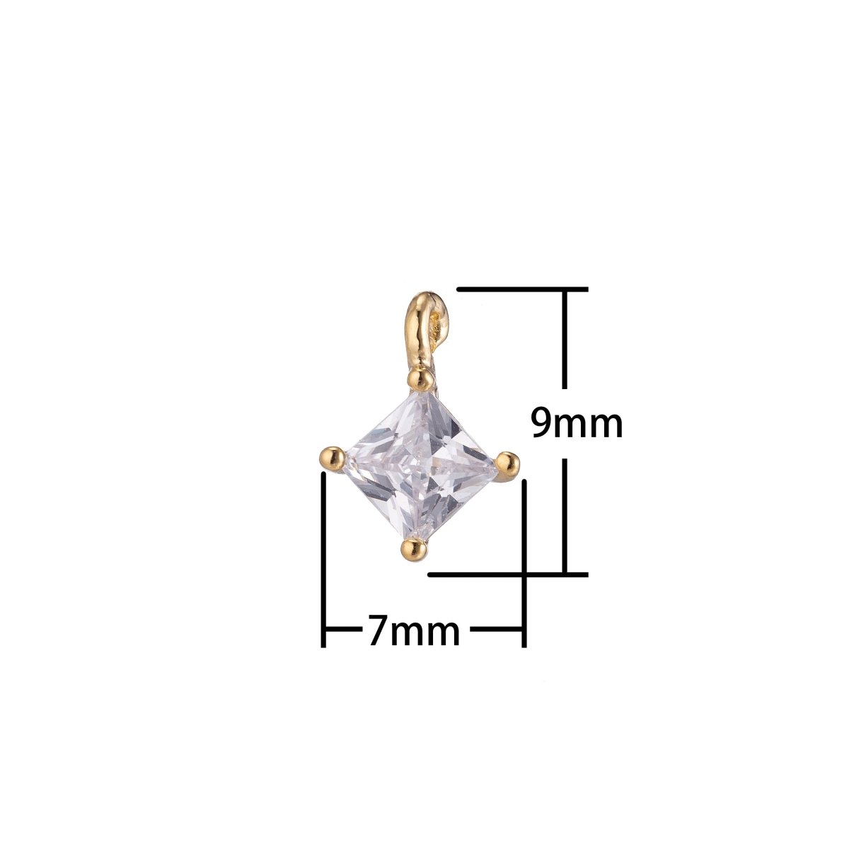 Tiny Diamond Shape Charm, Micro Pave CZ Charm, 18K Gold Filled Pendant Dainty Love Minimalist Necklace Charm for Jewelry Making | C-117 C-377 - DLUXCA