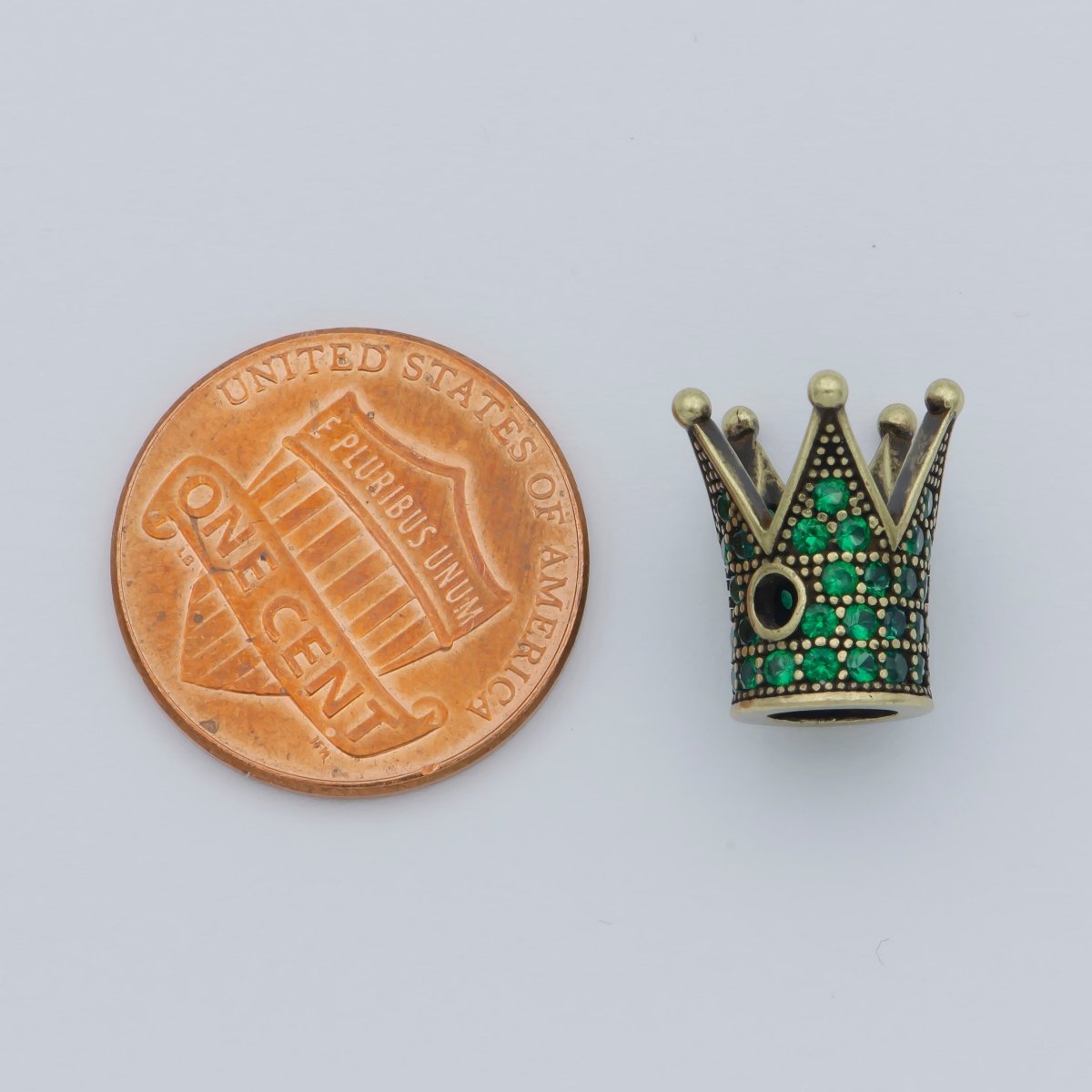 Tiny Emperor Crown Beads CZ Green Crystal Small Simple King Queen Crown Model Jewelry Making Beads B-581, B-582 - DLUXCA
