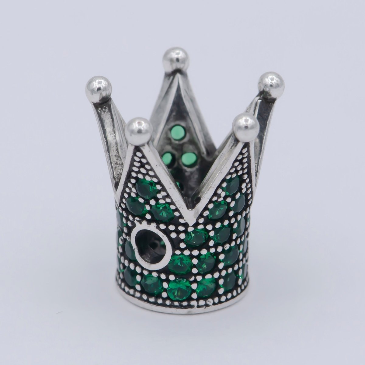 Tiny Emperor Crown Beads CZ Green Crystal Small Simple King Queen Crown Model Jewelry Making Beads B-581, B-582 - DLUXCA