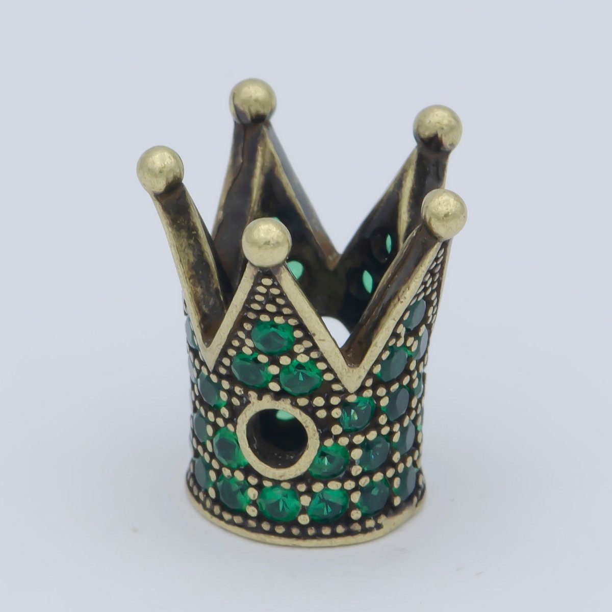 Tiny Emperor Crown Beads CZ Green Crystal Small Simple King Queen Crown Model Jewelry Making Beads B-581, B-582 - DLUXCA