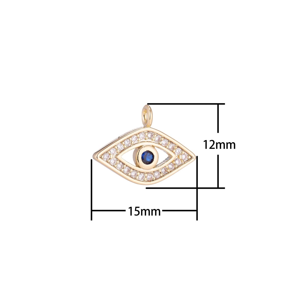 Tiny Evil Eye Charm Protection Necklace Micro Pave CZ Cubic Zirconia Blue Evil Eye Pendant Bohemian Style 18k rosy pink gold filled C-084 - DLUXCA