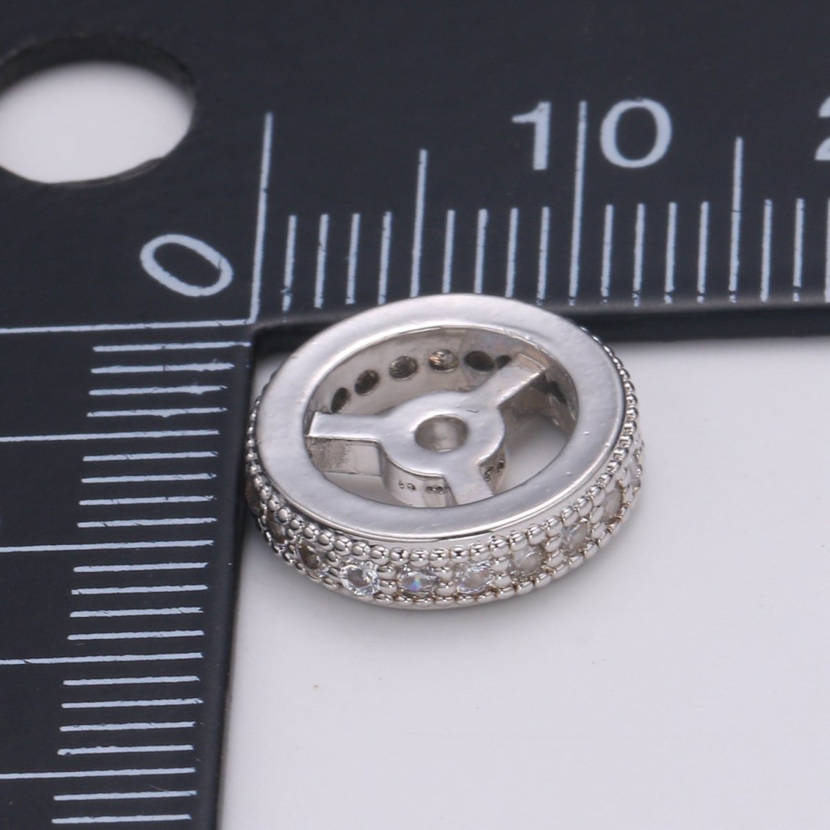Tiny Gold and Silver Round Wheel Beads CZ Mini Geometric Circle Shape Jewelry Making Beads B-504 B-505 - DLUXCA