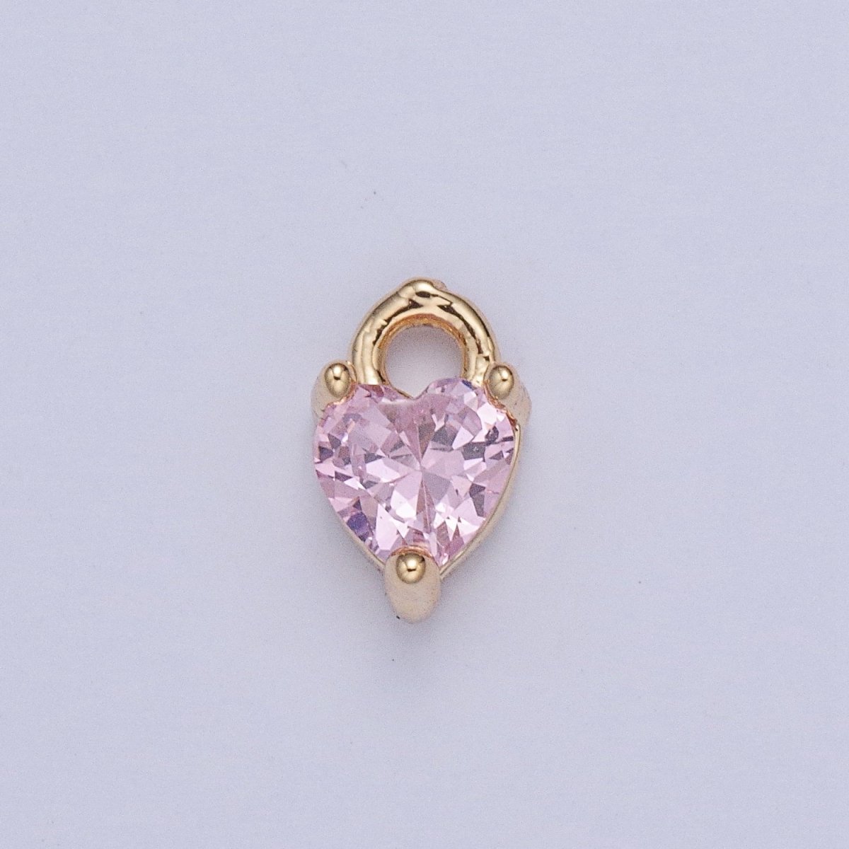 Tiny Gold Heart Charm, Micro Pave Heart, Mini Heart Charms, Heart Pendant, Cubic Zirconia Charm, Beads, CZ Bracelet Charm X-004-X-010 - DLUXCA