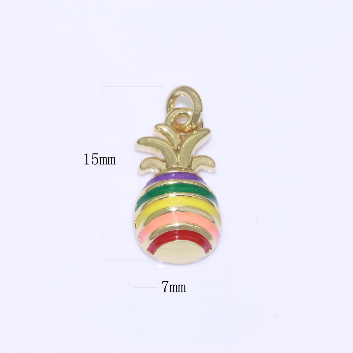 Tiny Gold Pineapple Charm, Gay Pride Dangle, LGBT Charm Rainbow LGBTQ Pride Jewelry Making Supply Dole Tropical Fruit Rainbow Charm M-449 - DLUXCA