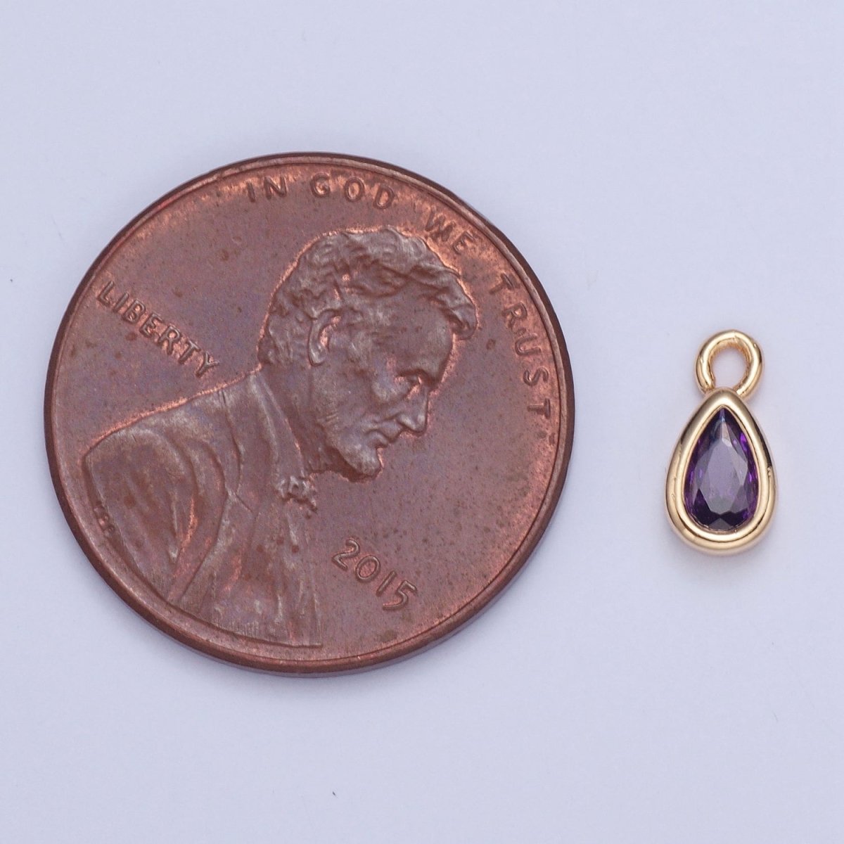 Tiny Gold Teardrop Charm, Micro Pave Tear Drop, Mini Geometric Charm Cubic Zirconia Charm CZ Bracelet Charm X-011-X-017 - DLUXCA