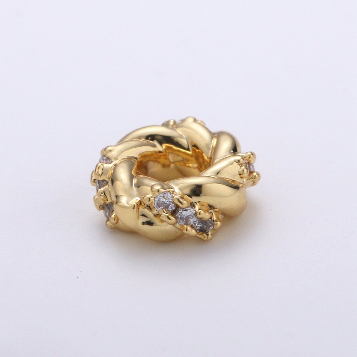 Tiny Gold/Silver Braided Round Circle Beads CZ Gold Filled Geometric Braid Shape Jewelry Making Beads B-326 B-327 - DLUXCA