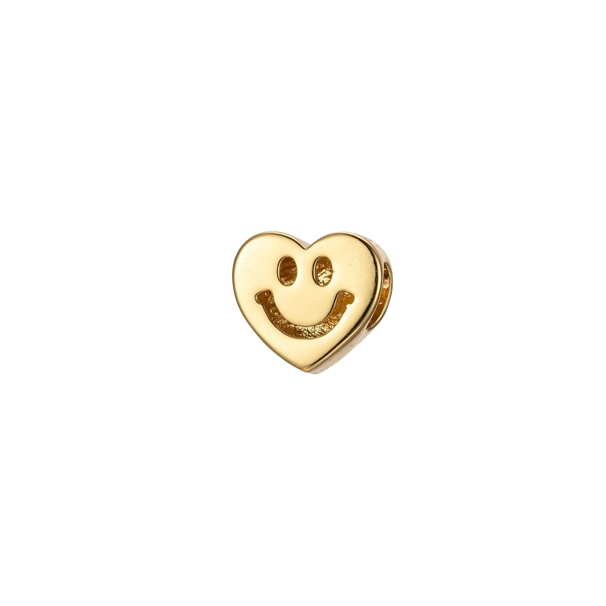 Tiny Heart Beads, Gold Smiley Face Heart Spacer Beads Happy Face Jewelry B-530 - DLUXCA