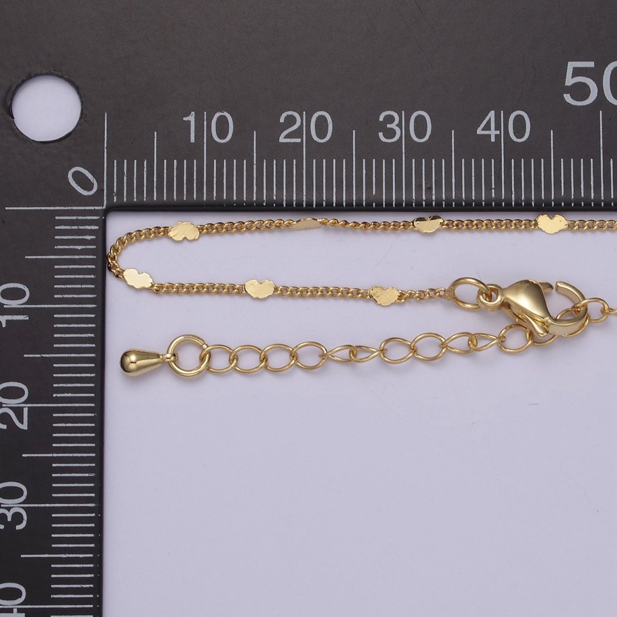 Tiny Heart Necklace in Gold Disc Satellite Chain 24k Gold Filled Curb Chain Dainty Necklace | WA-872 - DLUXCA