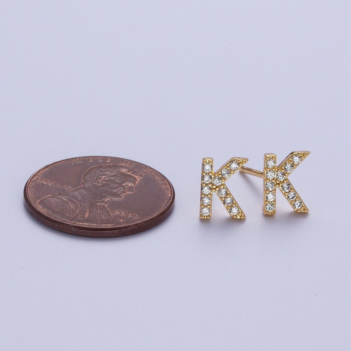Tiny Initial Earring, Letter Stud Earrings, Initials Earrings, Diamond CZ Initial Earrings, Letter Studs Dainty Earring | AE-1056~AE-1081 - DLUXCA