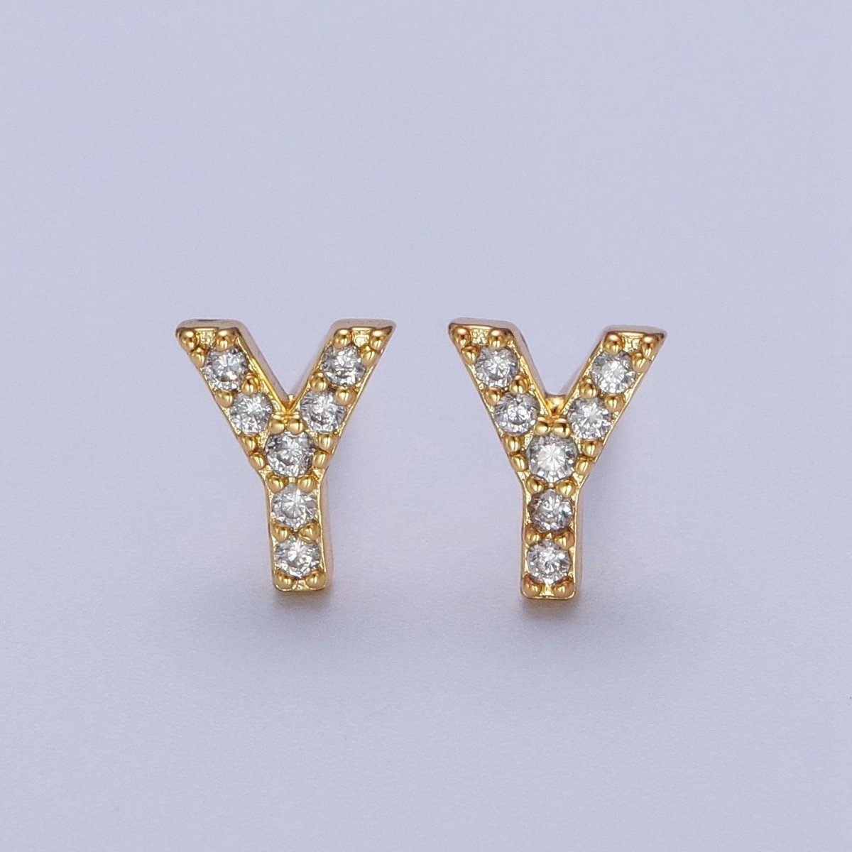 Tiny Initial Earring, Letter Stud Earrings, Initials Earrings, Diamond CZ Initial Earrings, Letter Studs Dainty Earring | AE-1056~AE-1081 - DLUXCA