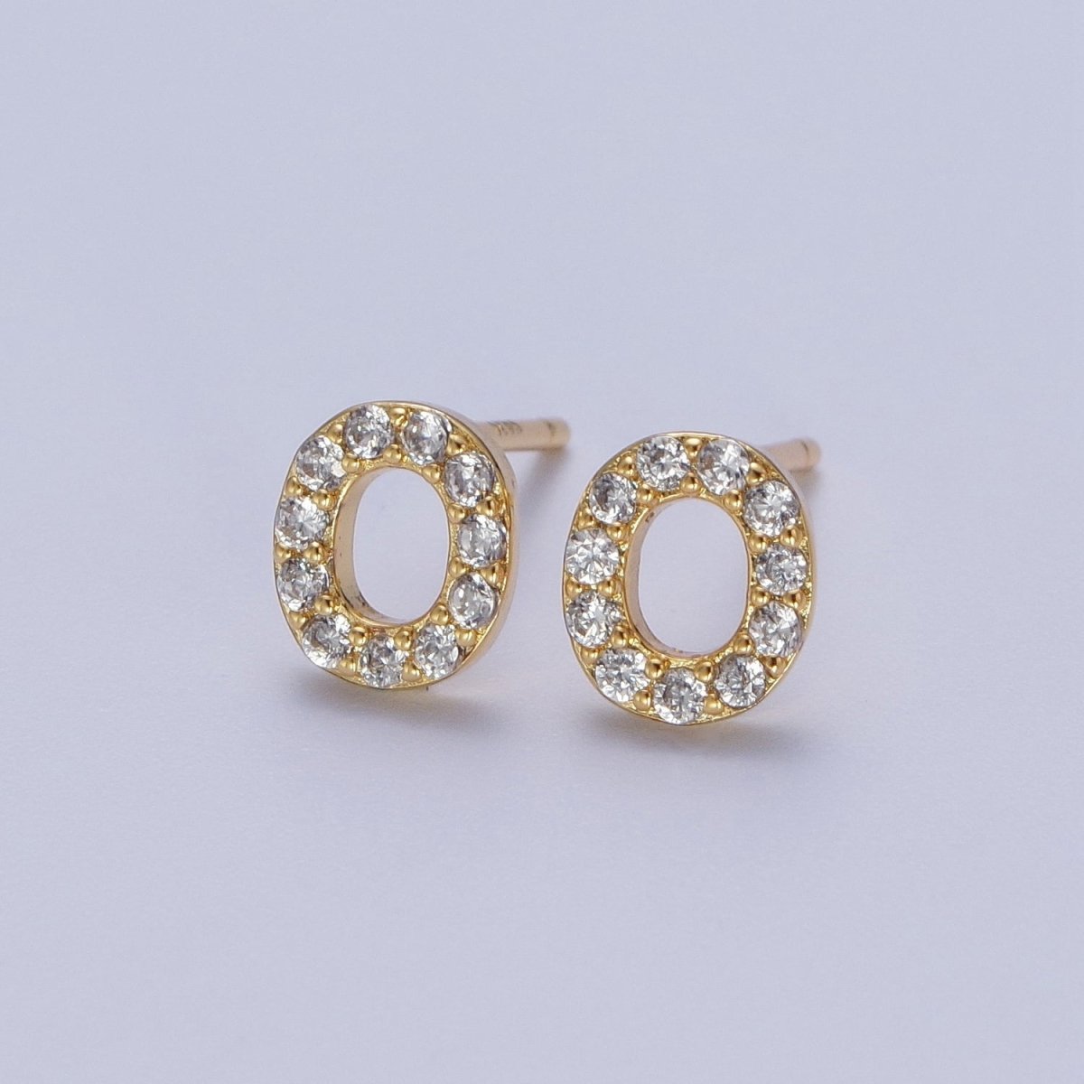 Tiny Initial Earring, Letter Stud Earrings, Initials Earrings, Diamond CZ Initial Earrings, Letter Studs Dainty Earring | AE-1056~AE-1081 - DLUXCA
