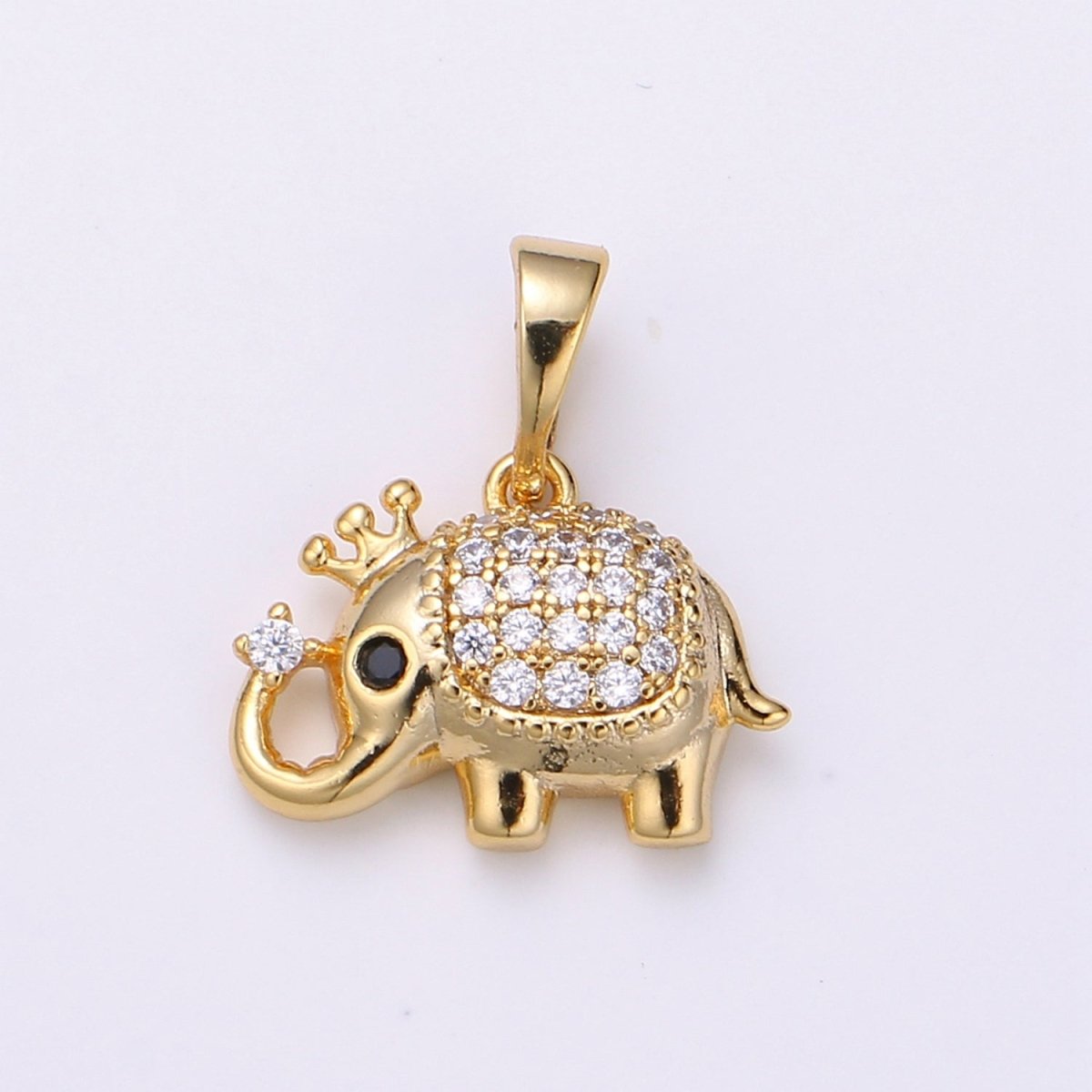 Tiny Micro Pave Elephant Charms 24k Gold Filled Micro Pave CZ Elephant for Wild Animal Inspired Jewelry Charm J-237 - DLUXCA