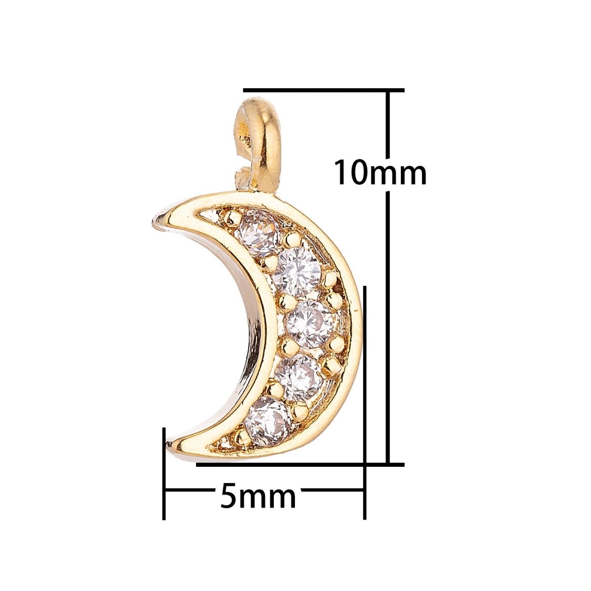Tiny Mini Crescent Moon Charm Pendant 18K Gold Filled / White Gold C-017 - DLUXCA