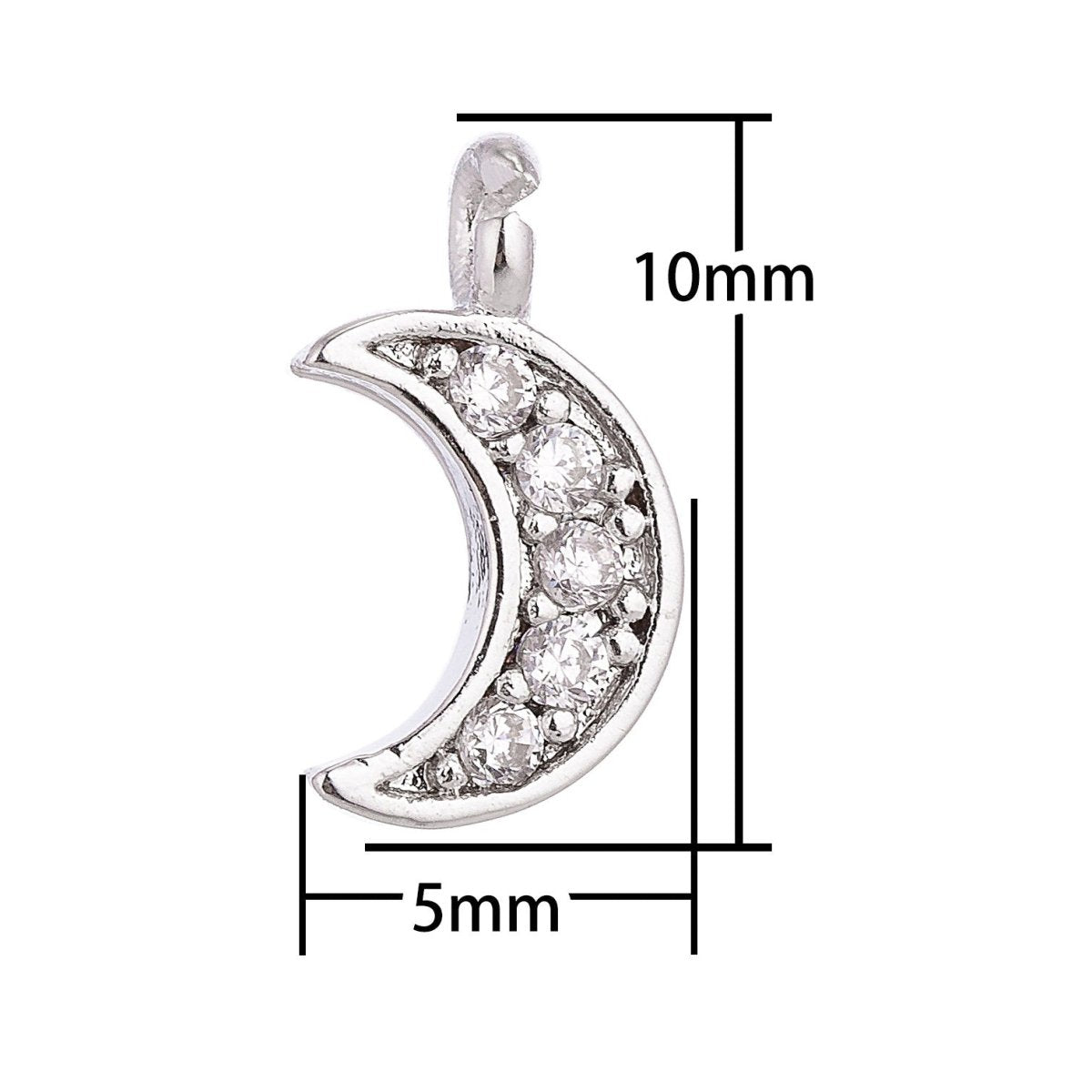Tiny Mini Crescent Moon Charm Pendant 18K Gold Filled / White Gold C-017 - DLUXCA