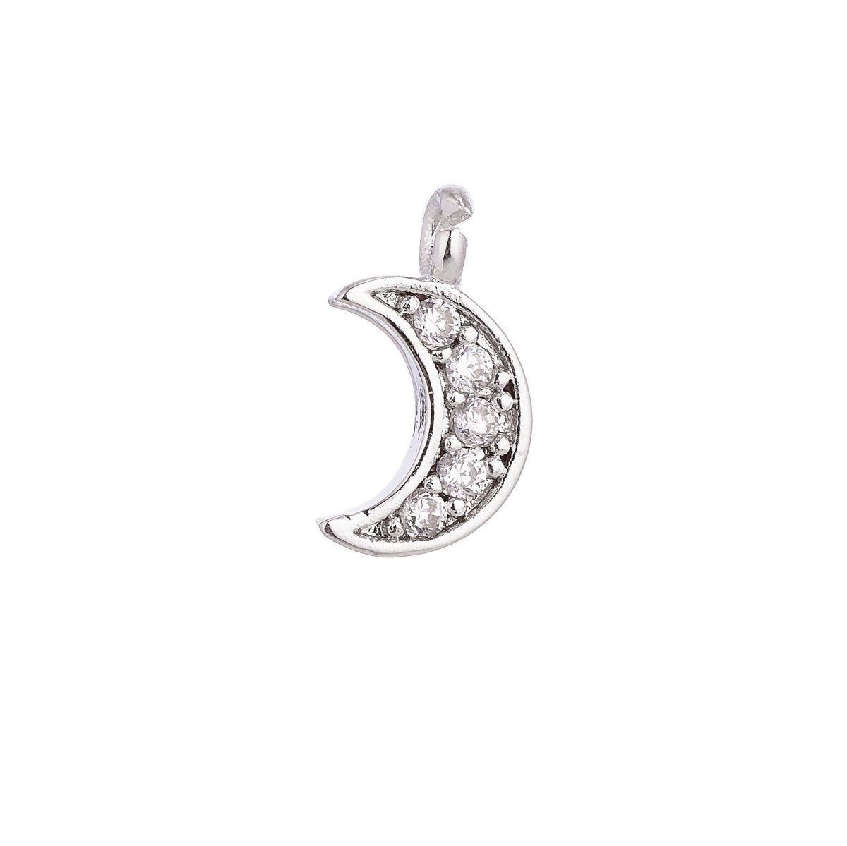 Tiny Mini Crescent Moon Charm Pendant 18K Gold Filled / White Gold C-017 - DLUXCA