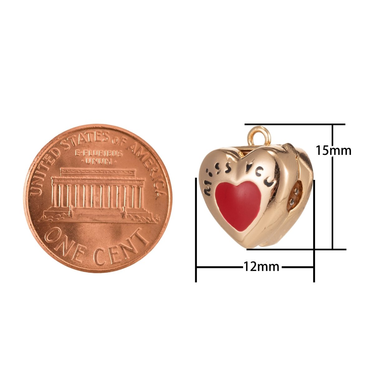 Tiny Missing Couple Heart Beads CZ Mini Valentine Miss You Writings Heart Jewelry Making Beads B-346 - DLUXCA