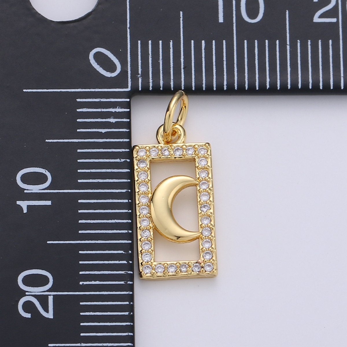 Tiny Moon Charm CZ Cubic Zirconia Mini Crescent moon Charm Gold Charm 14k Gold Filled Micro Pave Charm for Bracelet Necklace Earring Jewelry D-235 - DLUXCA