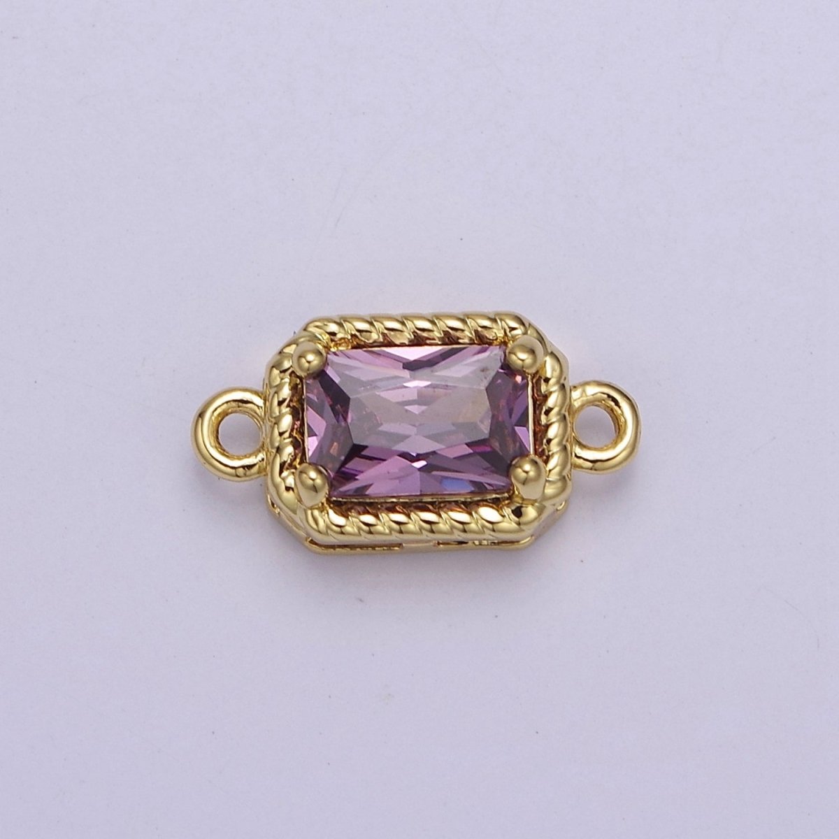 Tiny Rectangle CZ Connector Charm - For Necklace, Bracelet, Earrings - Shiny Gold Connector for DIY Jewelry making - Craft Supplies F-096 F-102 F-110 F-111 F-112 - DLUXCA