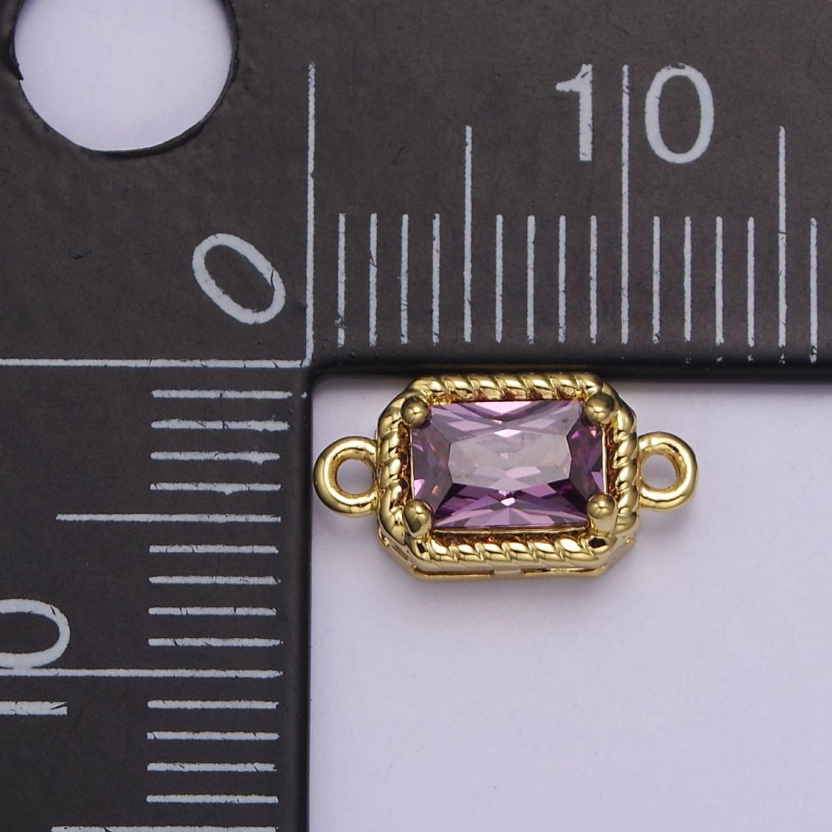 Tiny Rectangle CZ Connector Charm - For Necklace, Bracelet, Earrings - Shiny Gold Connector for DIY Jewelry making - Craft Supplies F-096 F-102 F-110 F-111 F-112 - DLUXCA