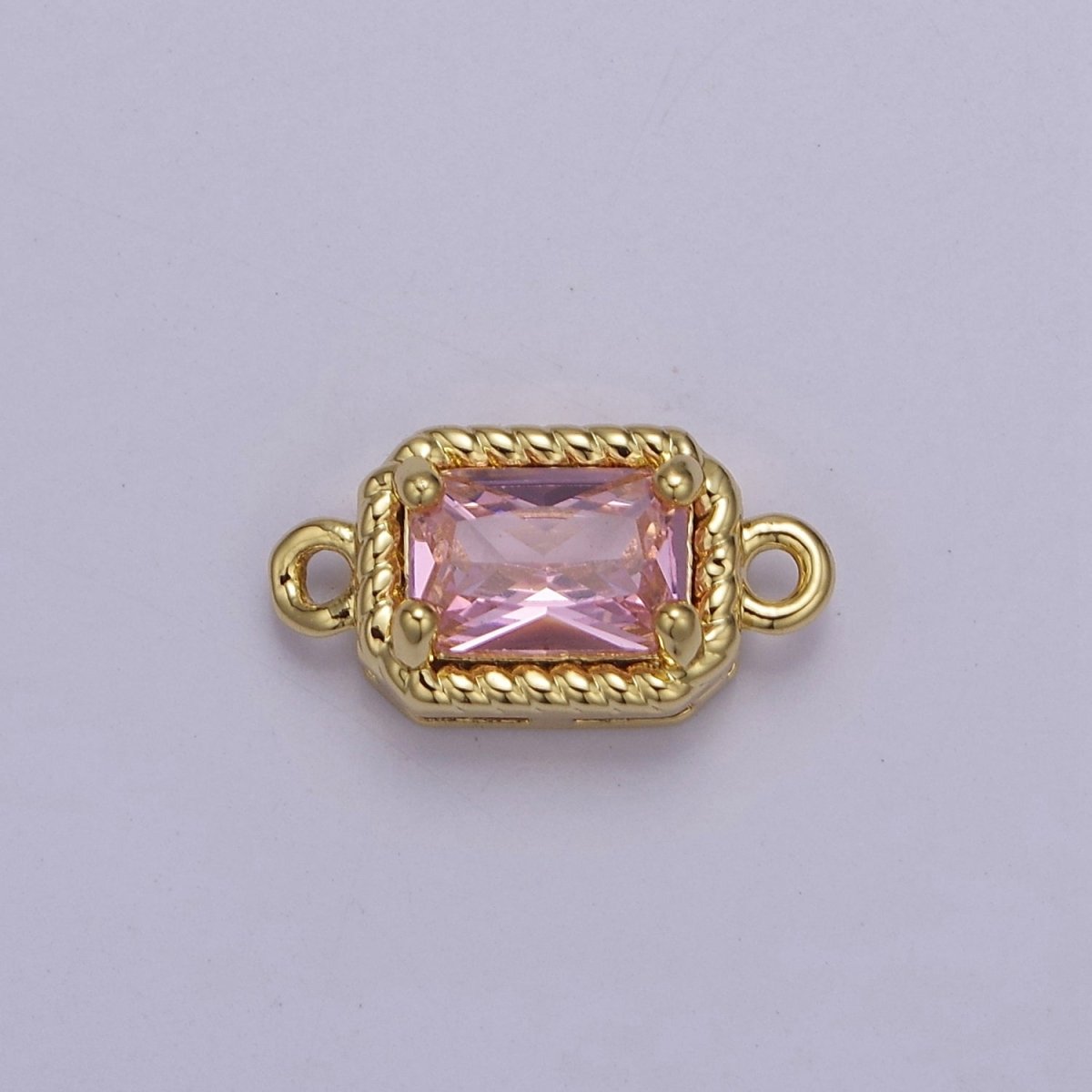 Tiny Rectangle CZ Connector Charm - For Necklace, Bracelet, Earrings - Shiny Gold Connector for DIY Jewelry making - Craft Supplies F-096 F-102 F-110 F-111 F-112 - DLUXCA