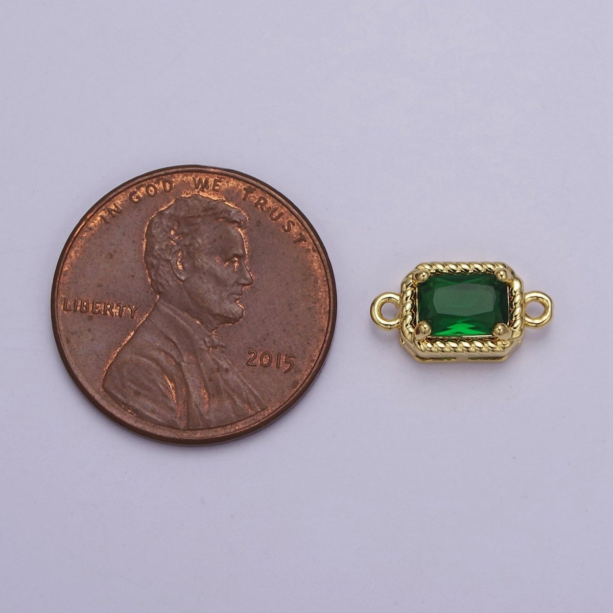 Tiny Rectangle CZ Connector Charm - For Necklace, Bracelet, Earrings - Shiny Gold Connector for DIY Jewelry making - Craft Supplies F-096 F-102 F-110 F-111 F-112 - DLUXCA