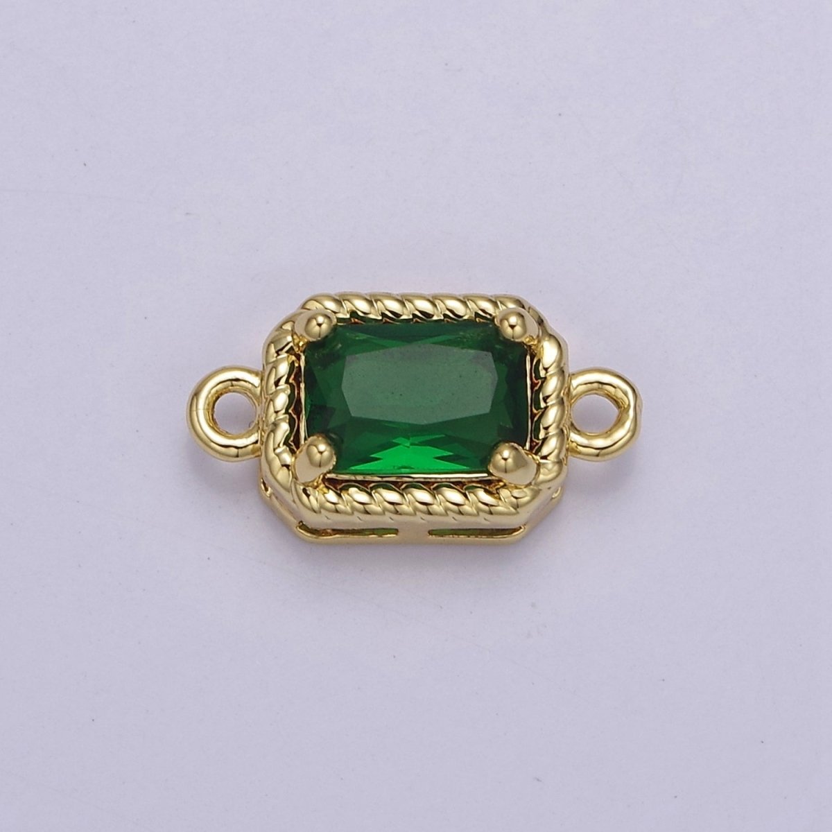 Tiny Rectangle CZ Connector Charm - For Necklace, Bracelet, Earrings - Shiny Gold Connector for DIY Jewelry making - Craft Supplies F-096 F-102 F-110 F-111 F-112 - DLUXCA