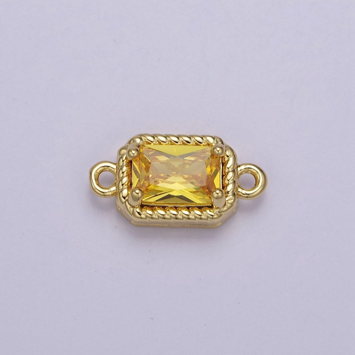Tiny Rectangle CZ Connector Charm - For Necklace, Bracelet, Earrings - Shiny Gold Connector for DIY Jewelry making - Craft Supplies F-096 F-102 F-110 F-111 F-112 - DLUXCA