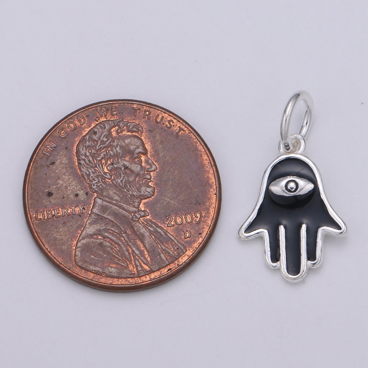 Tiny Silver Hamsa Hand Charm - 925 sterling silver, small fatima Amulet lucky protection hand pendant wholesale supply for Bracelet Necklace SL-031 SL-032 - DLUXCA