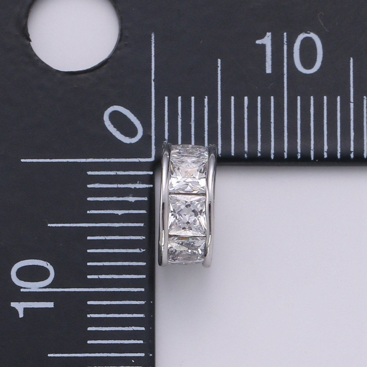 Tiny Silver Round Circle Ring Beads CZ Crystal Mini Geometric Round Shape Jewelry Making Beads B364 - DLUXCA