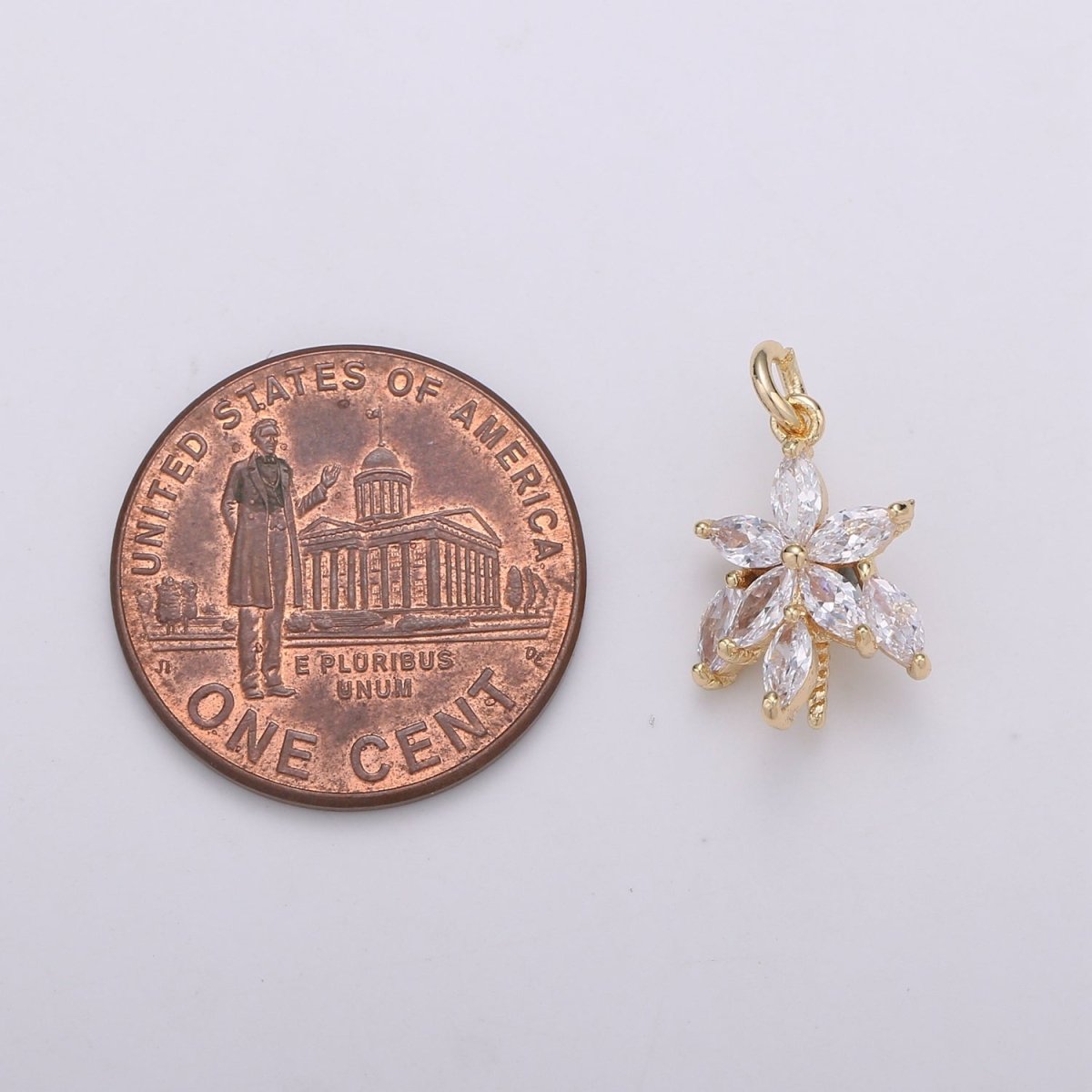 Tiny Small 18K Gold Filled Flower Charm Pave CZ Cubic Zirconia Charm for Bracelet Necklace Earring Charm Supply L-071 - DLUXCA