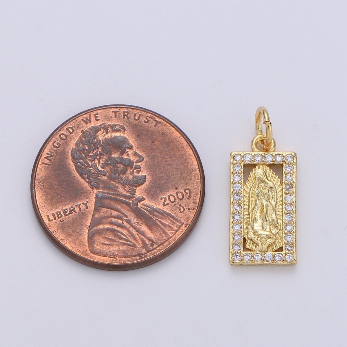 Tiny Virgin Mary Charm CZ Cubic Zirconia Mini Religious Charm Gold Charm 14k Gold Filled Micro Pave Charm for Bracelet Necklace Earring, D-249, D-454 - DLUXCA