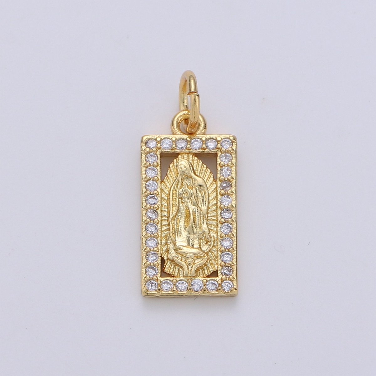 Tiny Virgin Mary Charm CZ Cubic Zirconia Mini Religious Charm Gold Charm 14k Gold Filled Micro Pave Charm for Bracelet Necklace Earring, D-249, D-454 - DLUXCA