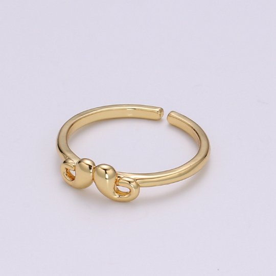 Trendy Mustache Ring, Gold Open Adjustable Ring Dainty Tiny Small Cute Mustache Ring, Fashion Jewelry, Everyday Ring, R-345 - DLUXCA