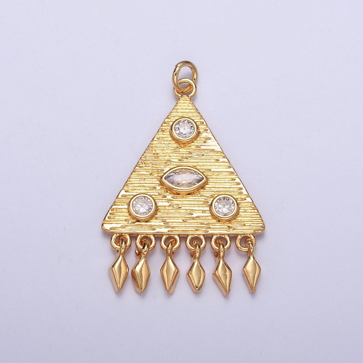 Triangle Clear CZ Dream Geometric Dreamcatcher with Spade Dangles Charm | X-123 - DLUXCA