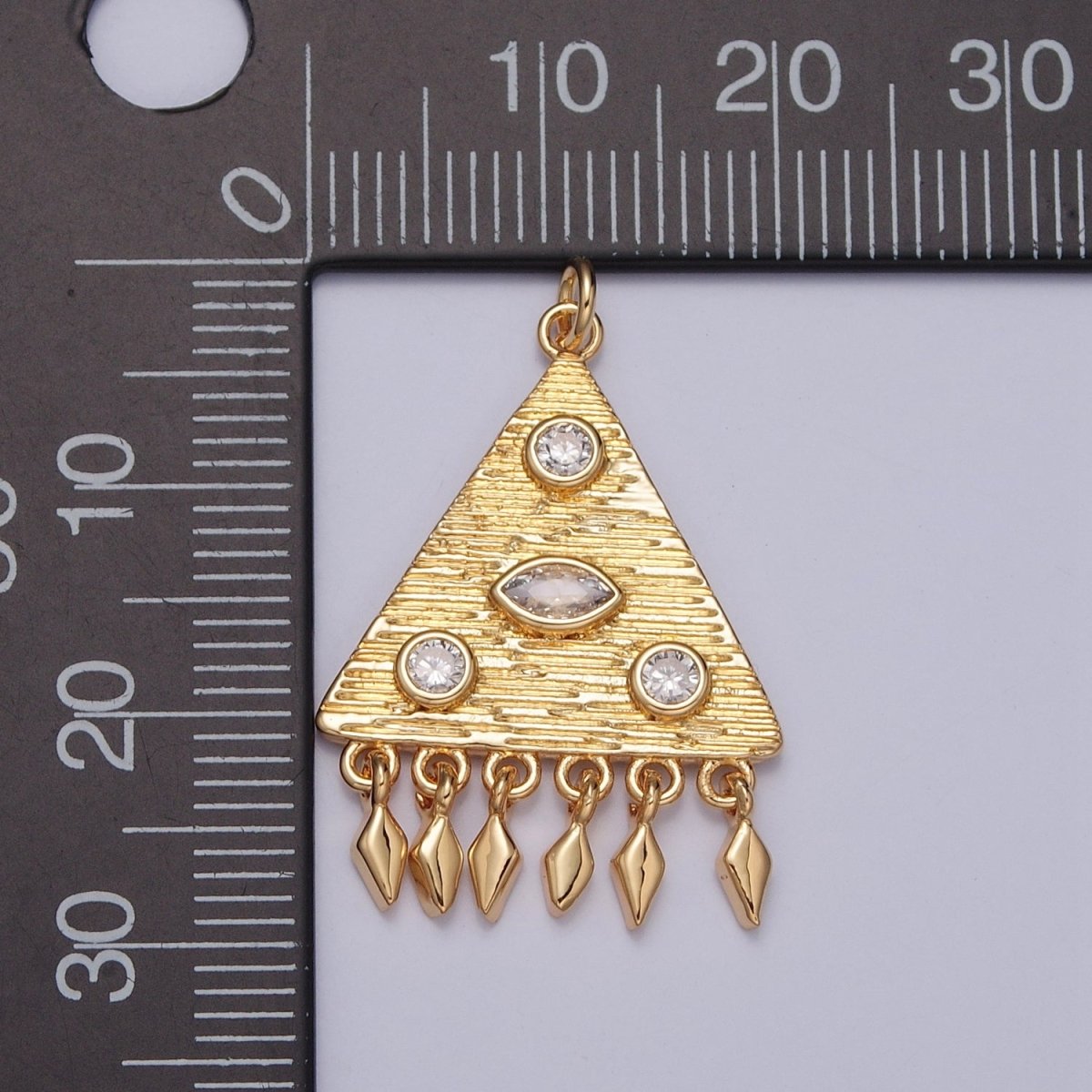 Triangle Clear CZ Dream Geometric Dreamcatcher with Spade Dangles Charm | X-123 - DLUXCA