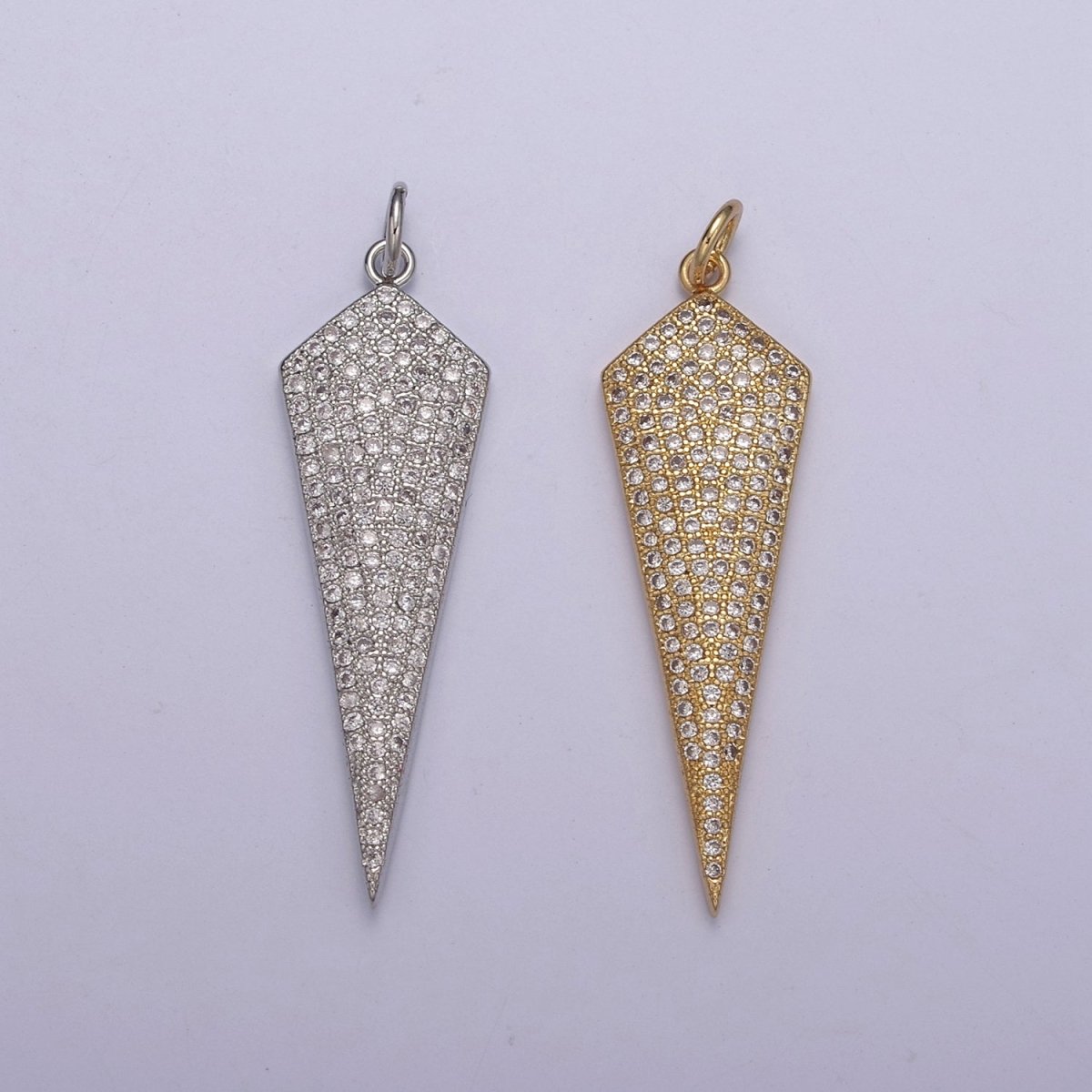 Triangle Pendant, Cubic Triangle Charm Gold Filled Triangle Arrowhead, Silver Arrowhead Charm, Triangle Charm N-324 N-325 - DLUXCA