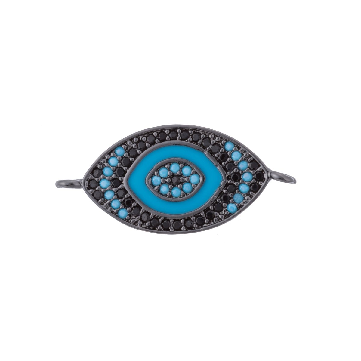 Turquoise Evil Eye, Lucky Charm, Charm CONNECTOR, Women Cubic Zirconia Bracelet Charm Bead Finding For Jewelry Making | F-114 - DLUXCA