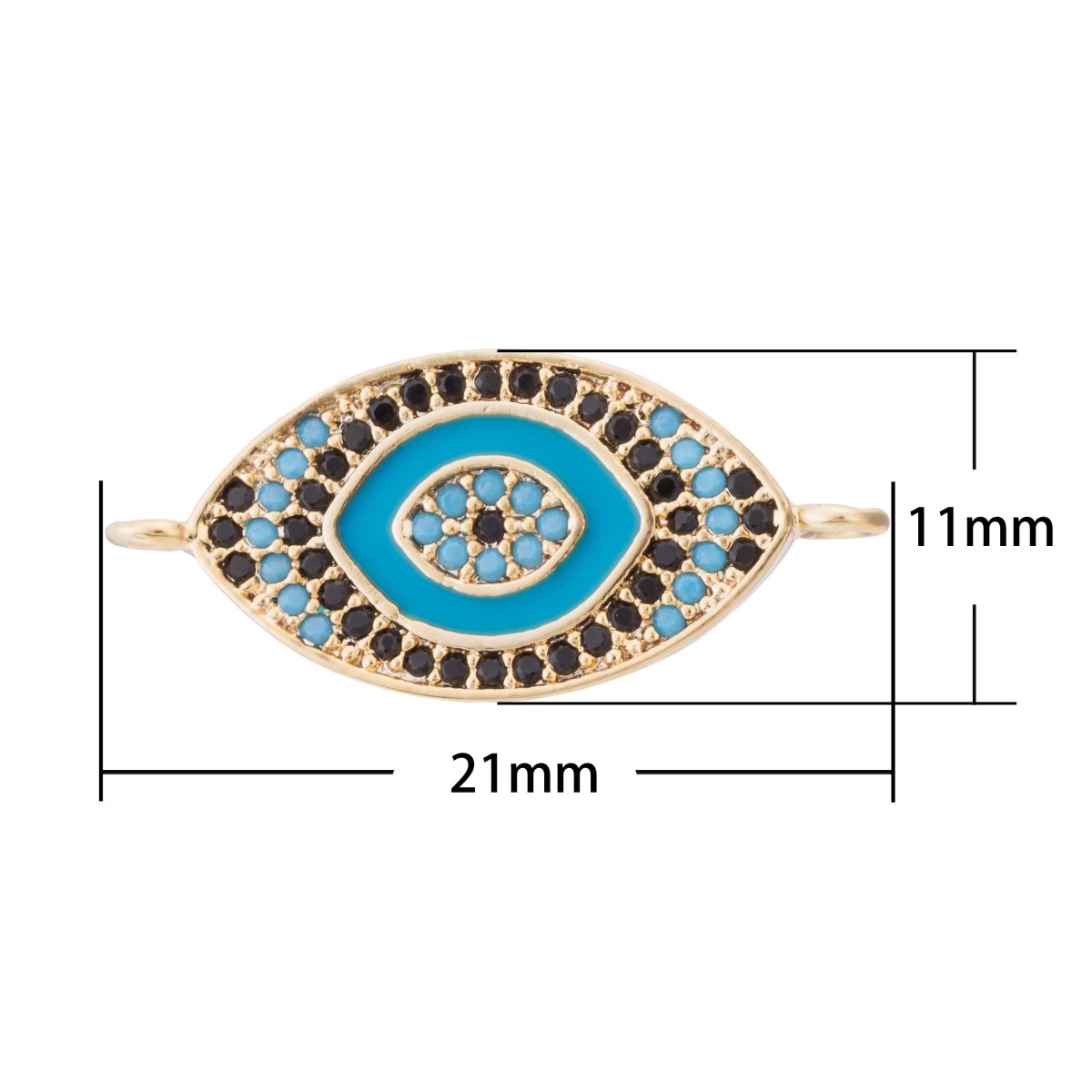 Turquoise Evil Eye, Lucky Charm, Charm CONNECTOR, Women Cubic Zirconia Bracelet Charm Bead Finding For Jewelry Making | F-114 - DLUXCA