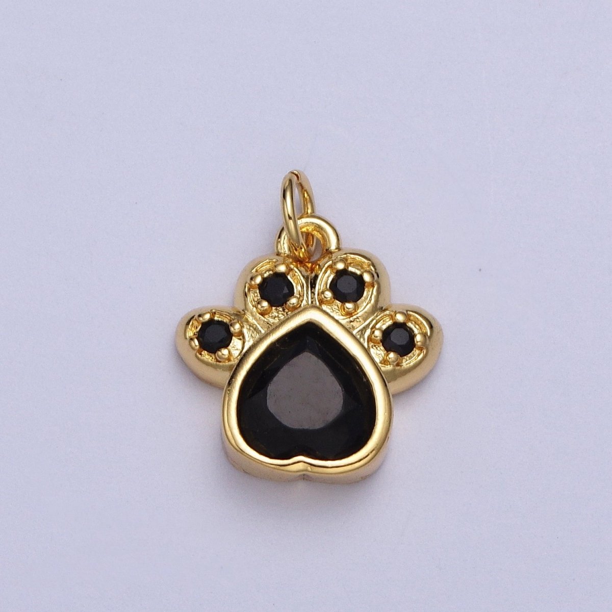Turquoise, Pink, Red, Black CZ Animal Paw Print Gold Charm | AC019 - AC022 - DLUXCA