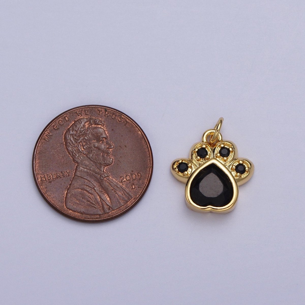 Turquoise, Pink, Red, Black CZ Animal Paw Print Gold Charm | AC019 - AC022 - DLUXCA