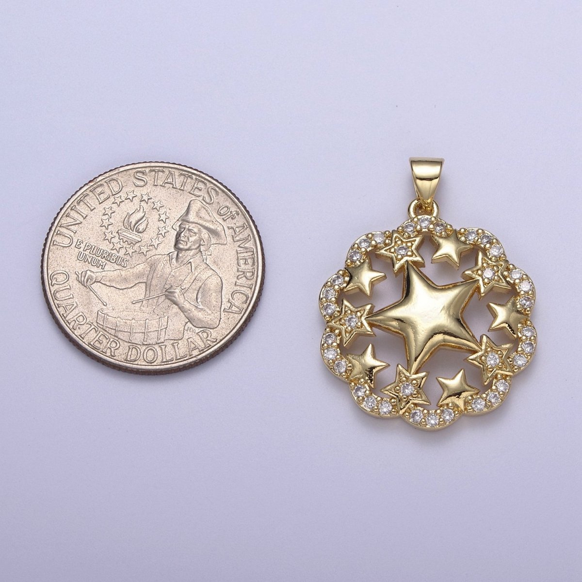 Twinkle Little Star Gold Filled Pendant Cubic Zirconia Star Charm for Celebration Party H-483 - DLUXCA