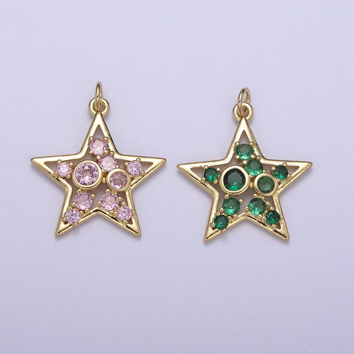 Twinkle Little Star Green Pink Cz Star Celestial Jewelry Inspired Pendant N-302 N-303 - DLUXCA