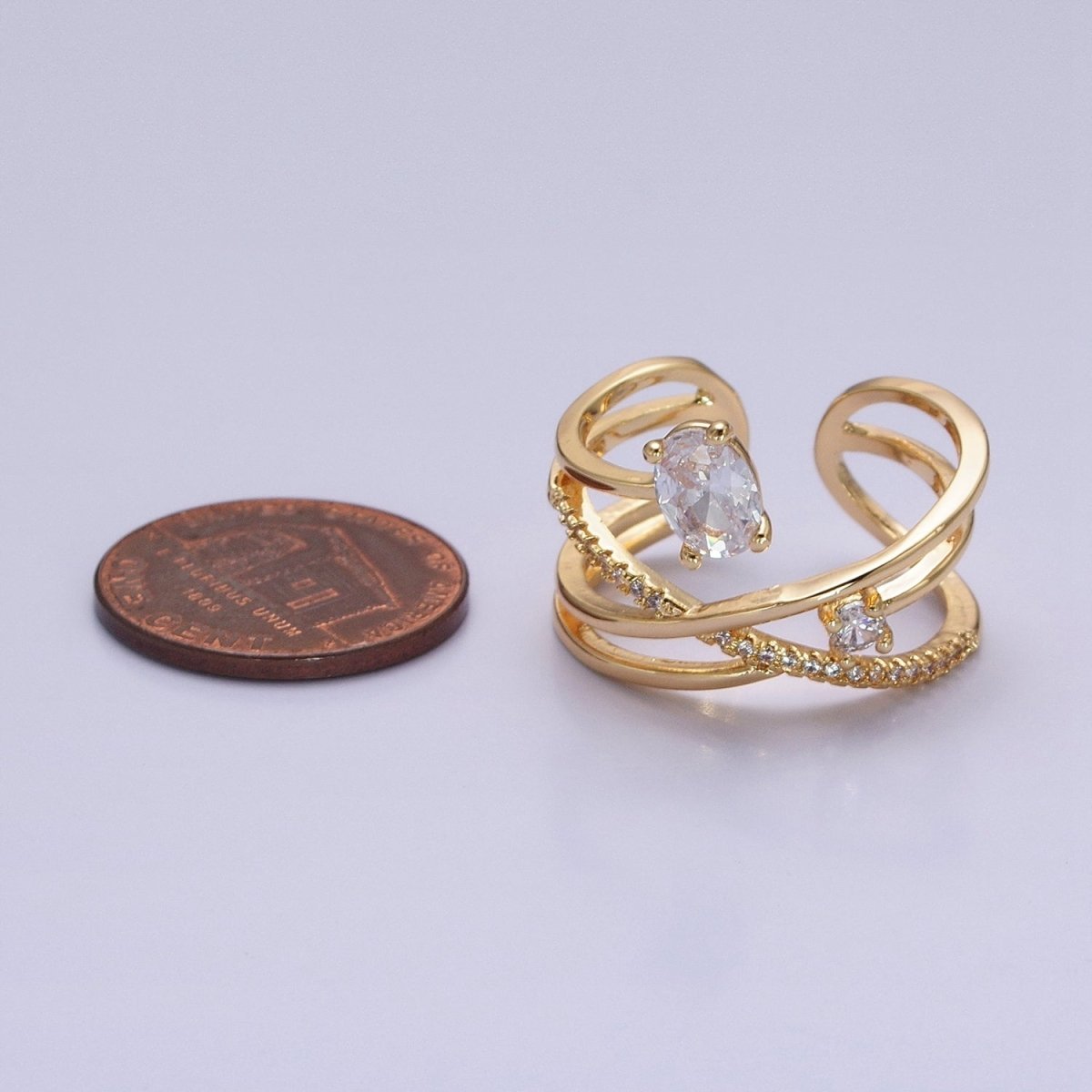 Twist Gold Ring With Double Band Criss Cross Silver Ring Stackable Ring O-1803 O-1804 - DLUXCA