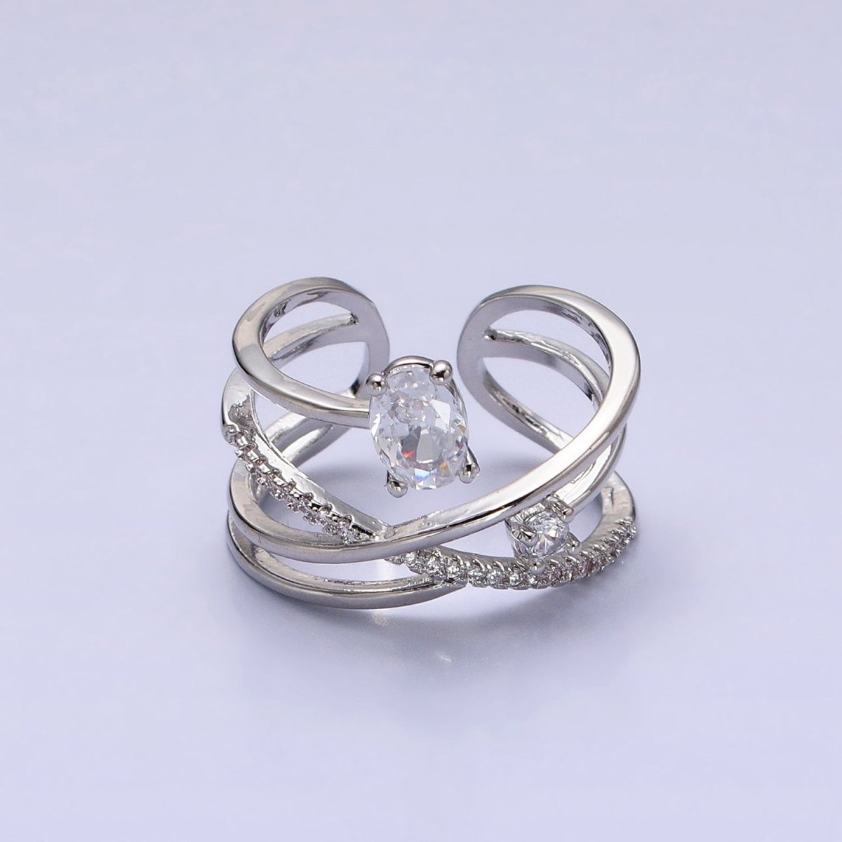 Twist Gold Ring With Double Band Criss Cross Silver Ring Stackable Ring O-1803 O-1804 - DLUXCA