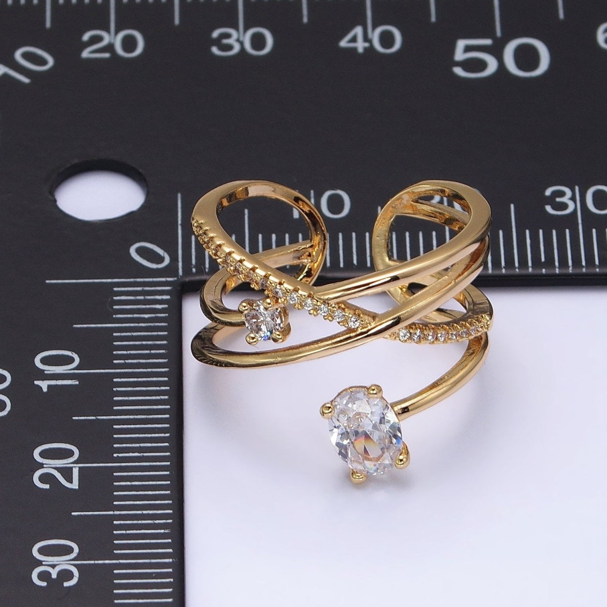Twist Gold Ring With Double Band Criss Cross Silver Ring Stackable Ring O-1803 O-1804 - DLUXCA